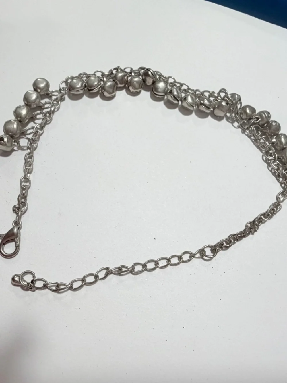 Silver Tone Anklet Bracelet with Bells